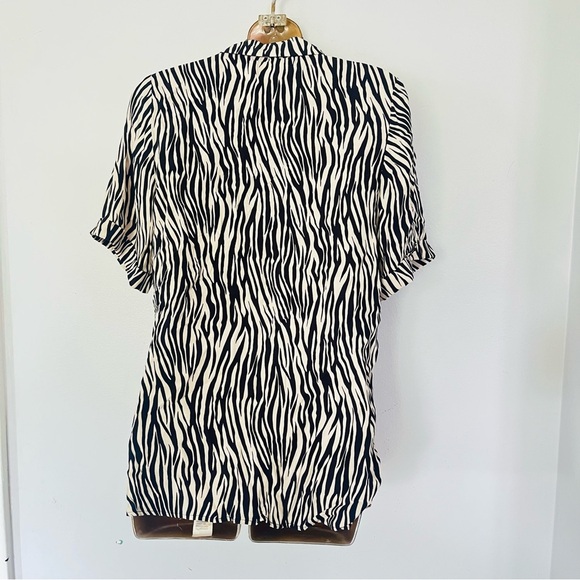 Zara Zebra Print Button Down Shirt Animal Print Blouse top - Picture 5 of 6